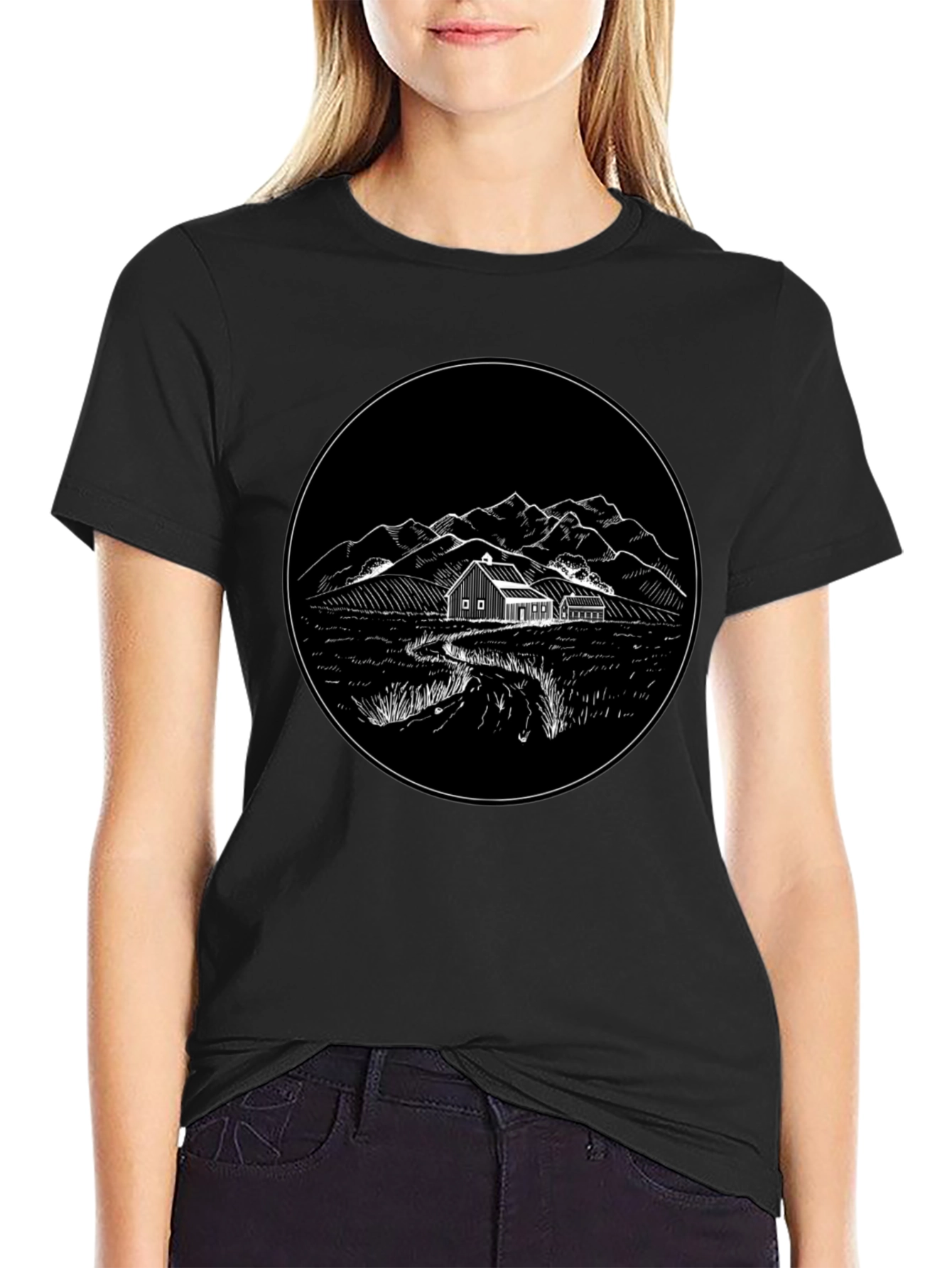 Rustic Homestead Graphic Tee - Classic Black Cotton