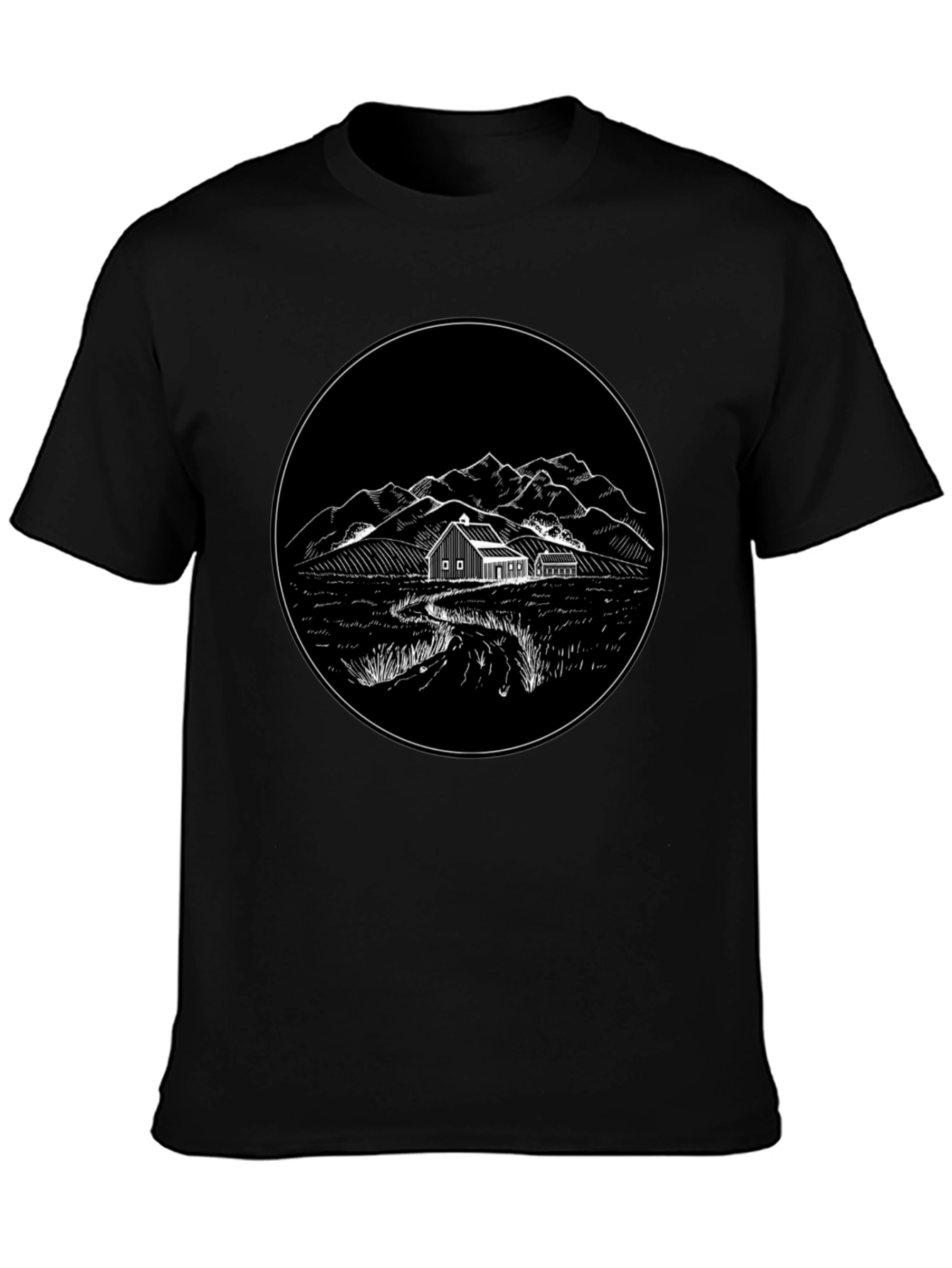 Rustic Homestead Graphic Tee - Classic Black Cotton