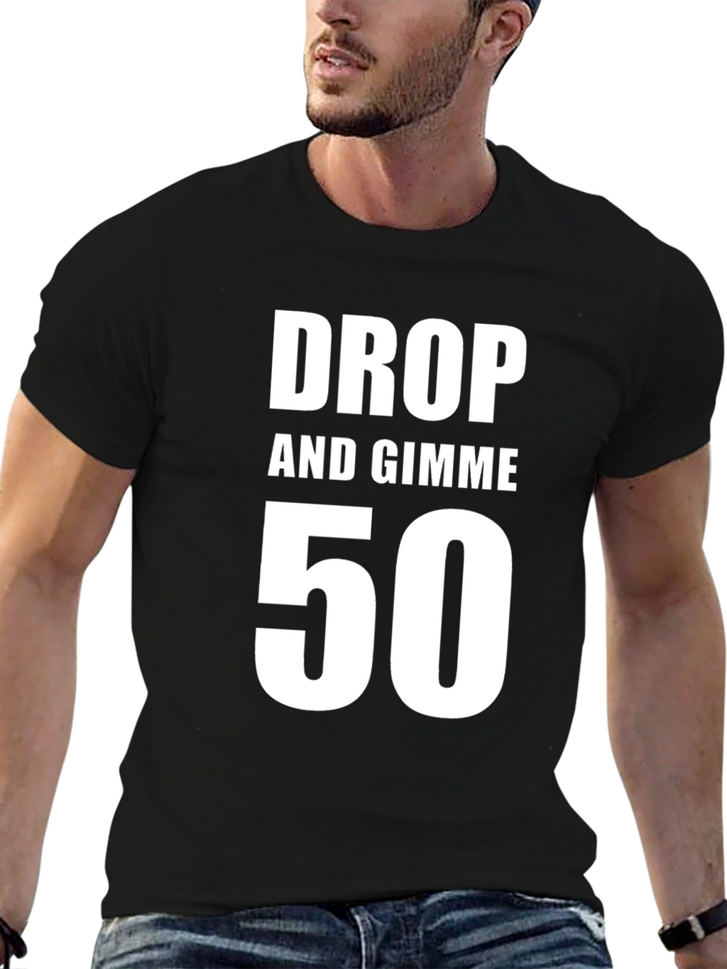 Drop and Gimme 50 T-Shirt - Black Cotton Tee