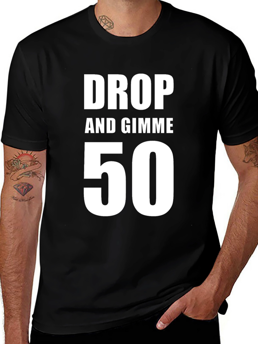 Drop and Gimme 50 T-Shirt - Black Cotton Tee