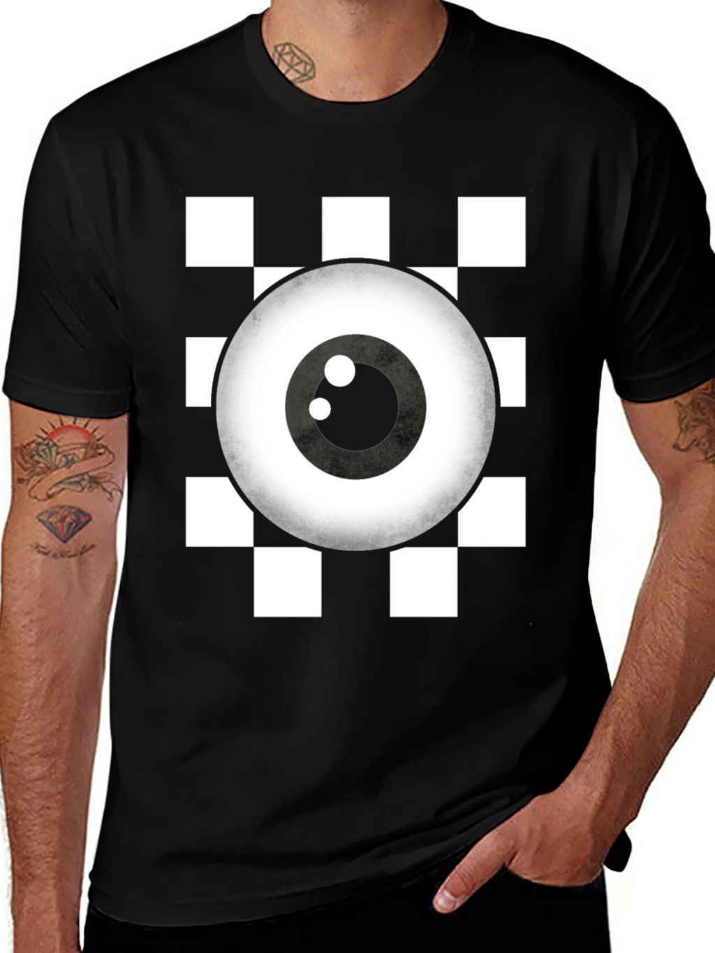 Eye See You Checkerboard T-Shirt - Quirky Graphic Tee