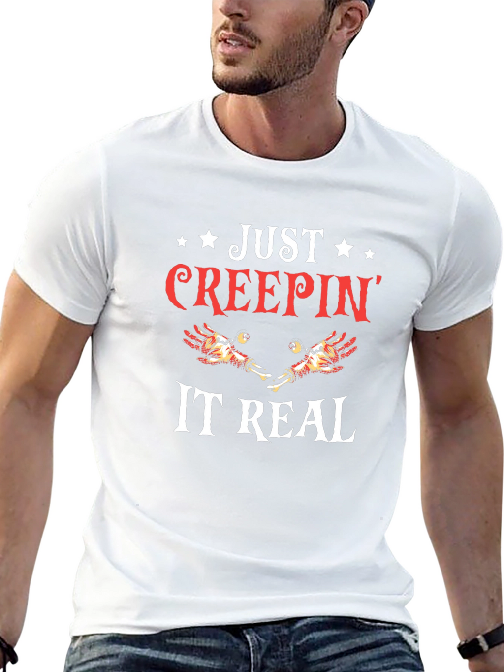 Just Creepin It Real Black Graphic T-Shirt