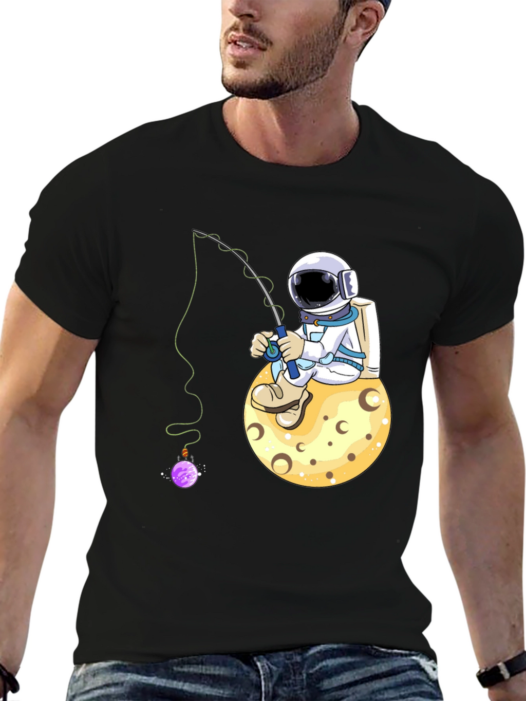 Astronaut Fishing on Moon T-Shirt