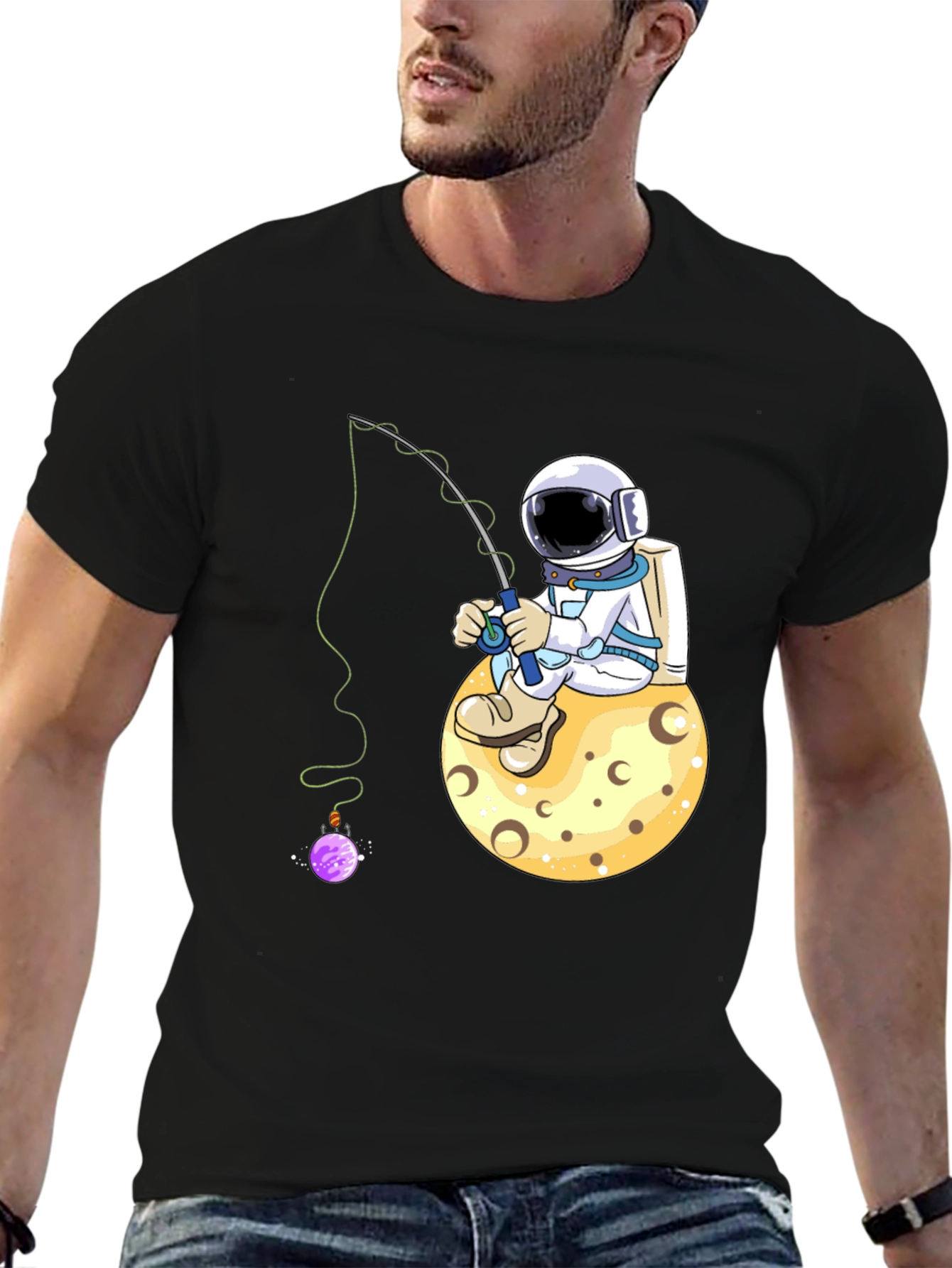 Astronaut Fishing on Moon T-Shirt