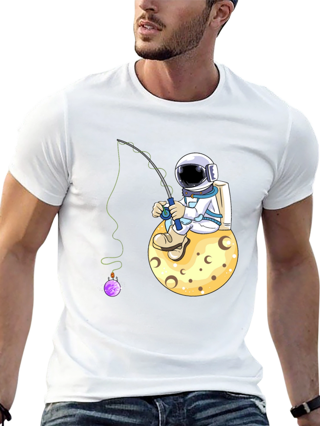 Astronaut Fishing on Moon T-Shirt