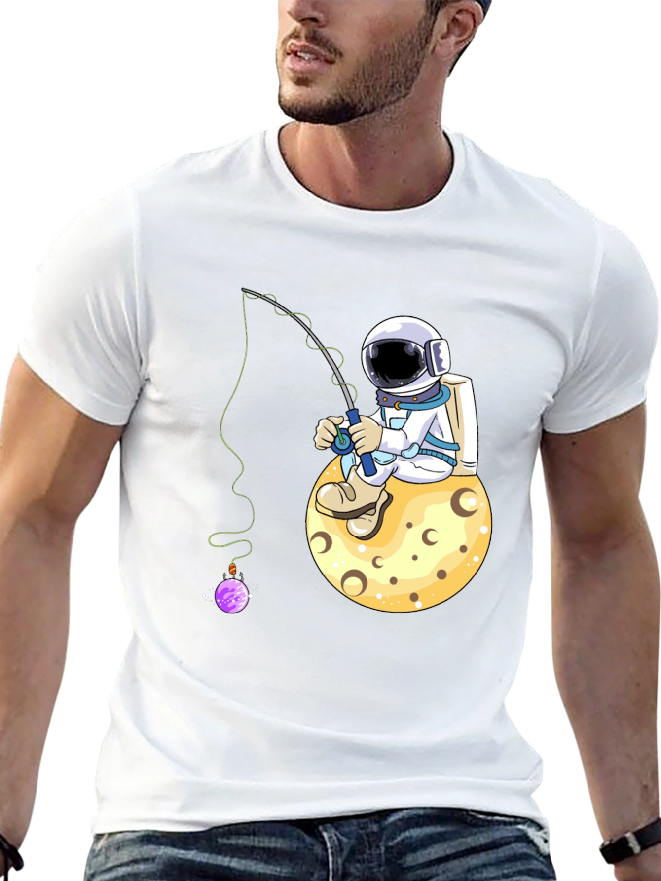 Astronaut Fishing on Moon T-Shirt