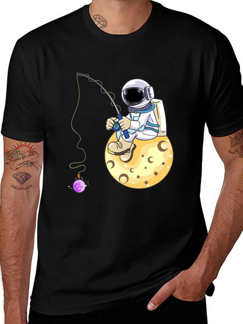 Astronaut Fishing on Moon T-Shirt