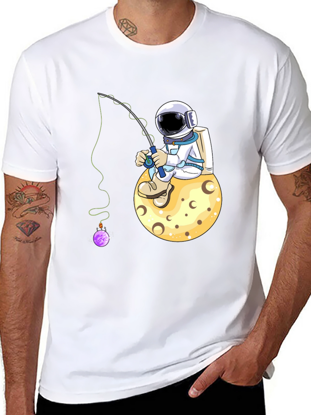 Astronaut Fishing on Moon T-Shirt