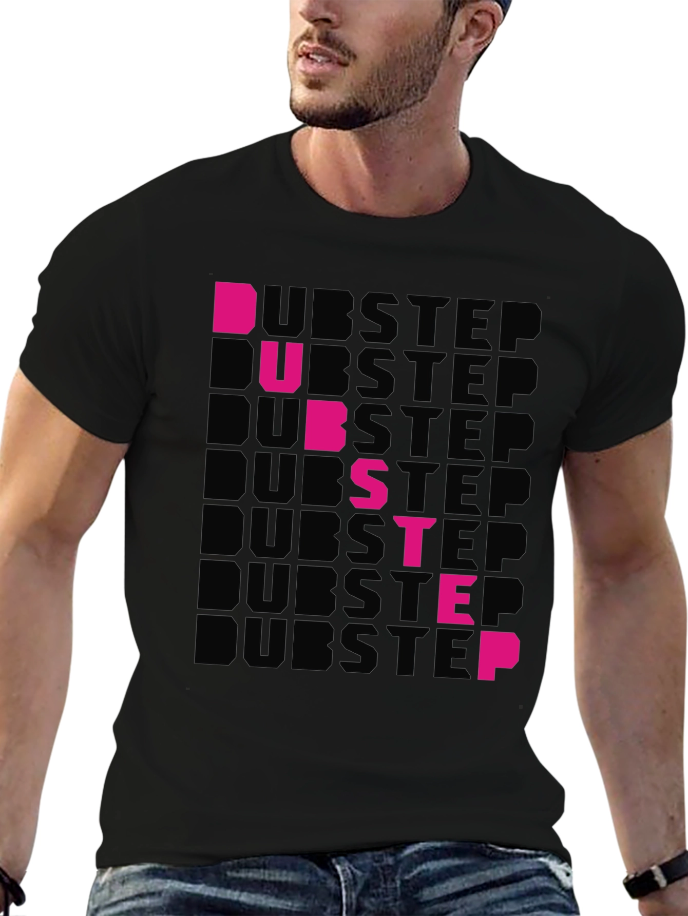 Dubstep Graphic Print Black T-Shirt