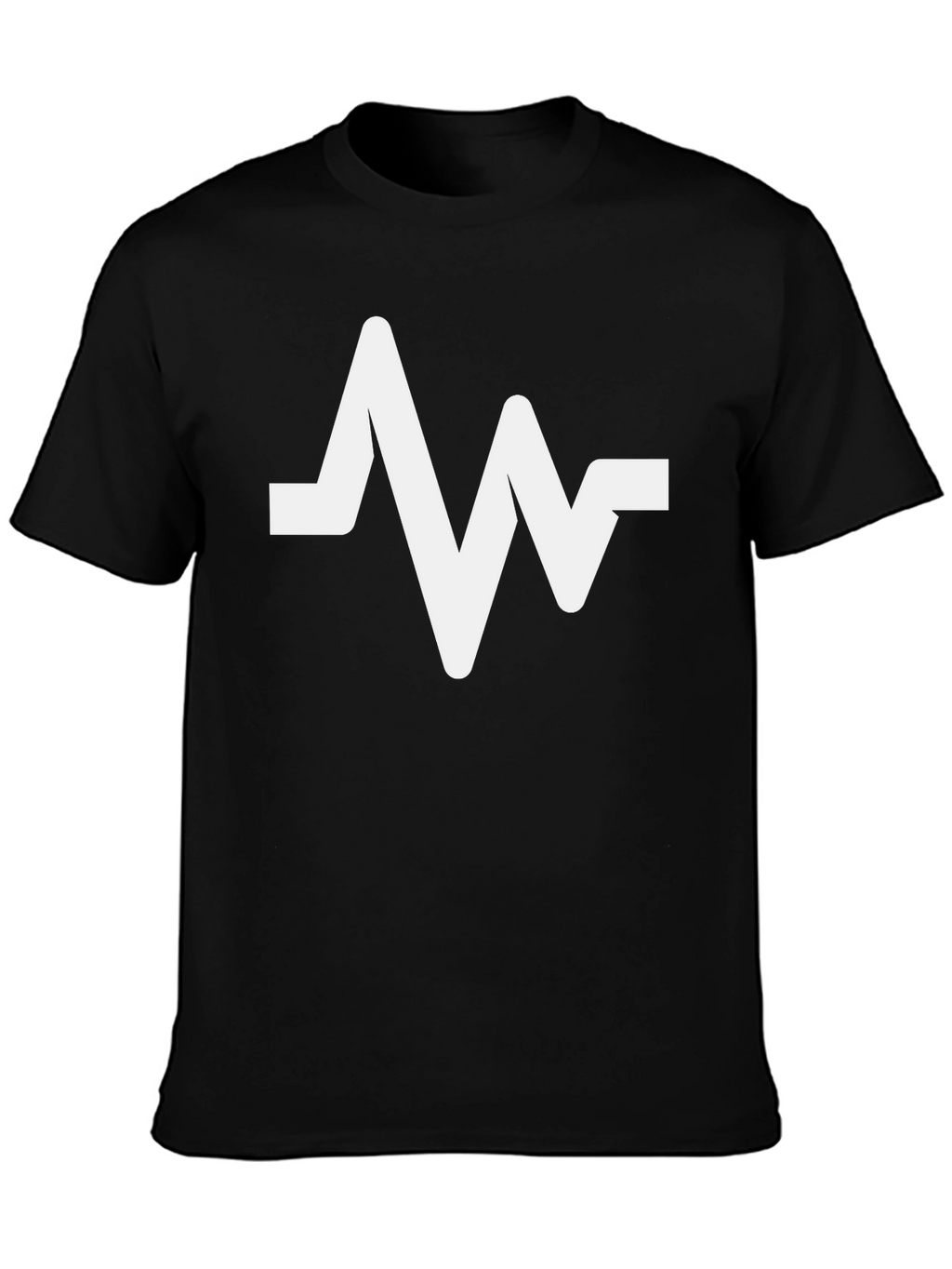 Black T-Shirt with White Pulse Graphic