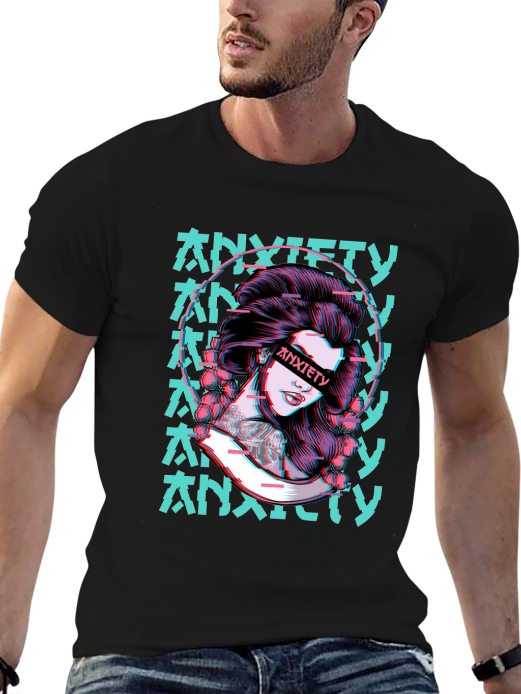 Anxiety Girl Graphic T-Shirt - Black