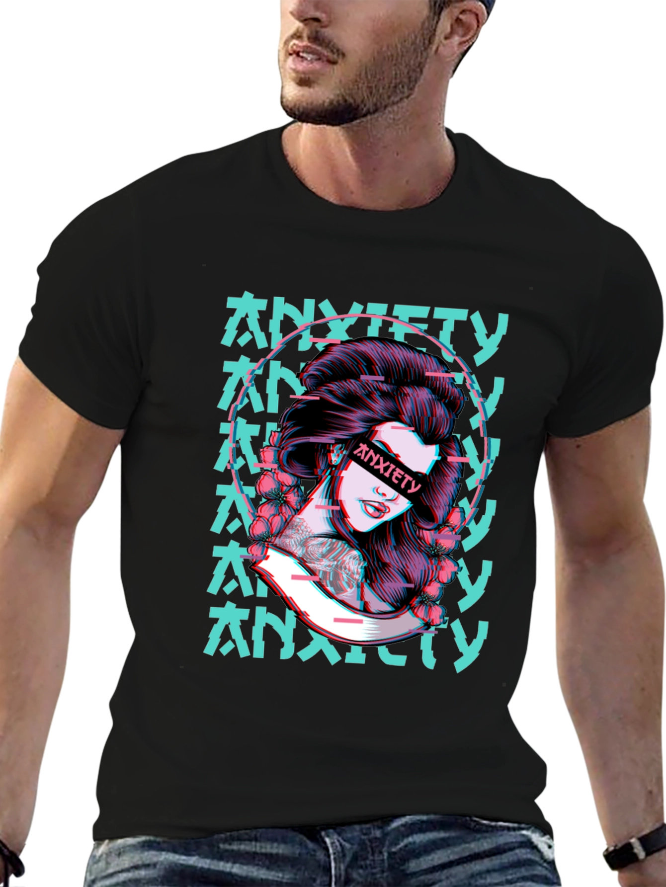 Anxiety Girl Graphic T-Shirt - Black