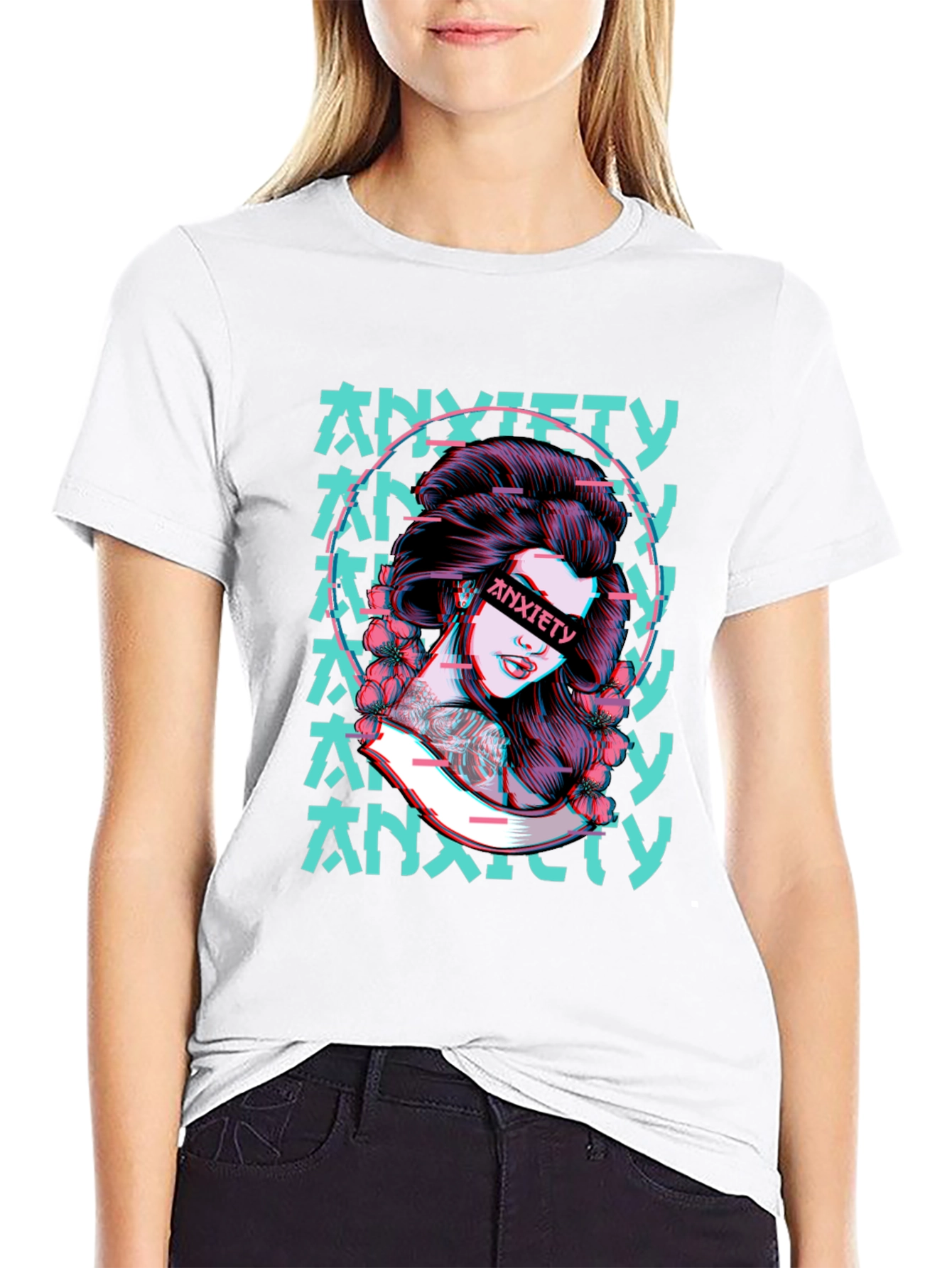 Anxiety Girl Graphic T-Shirt - Black