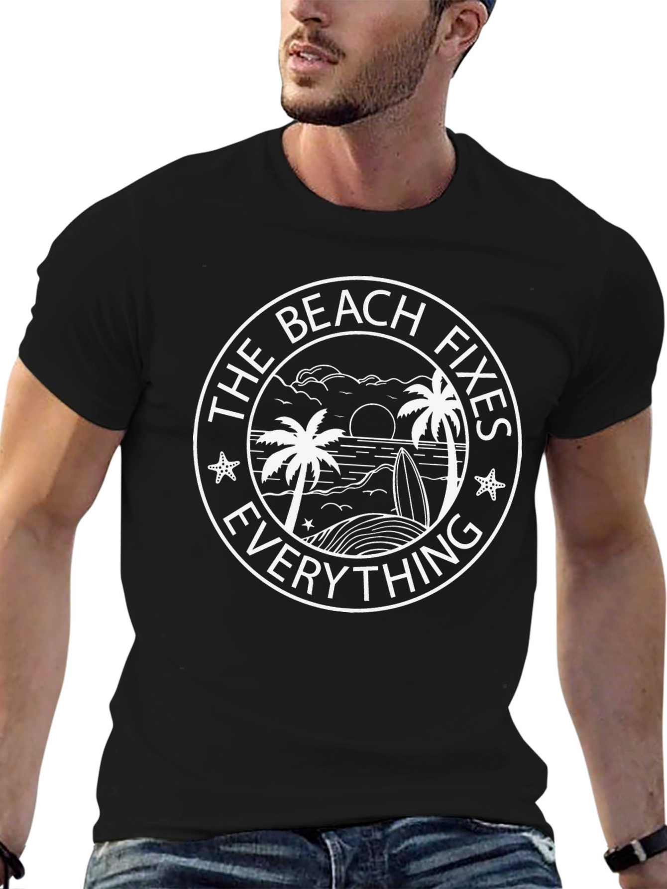 The Beach Fixes Everything Black T-Shirt