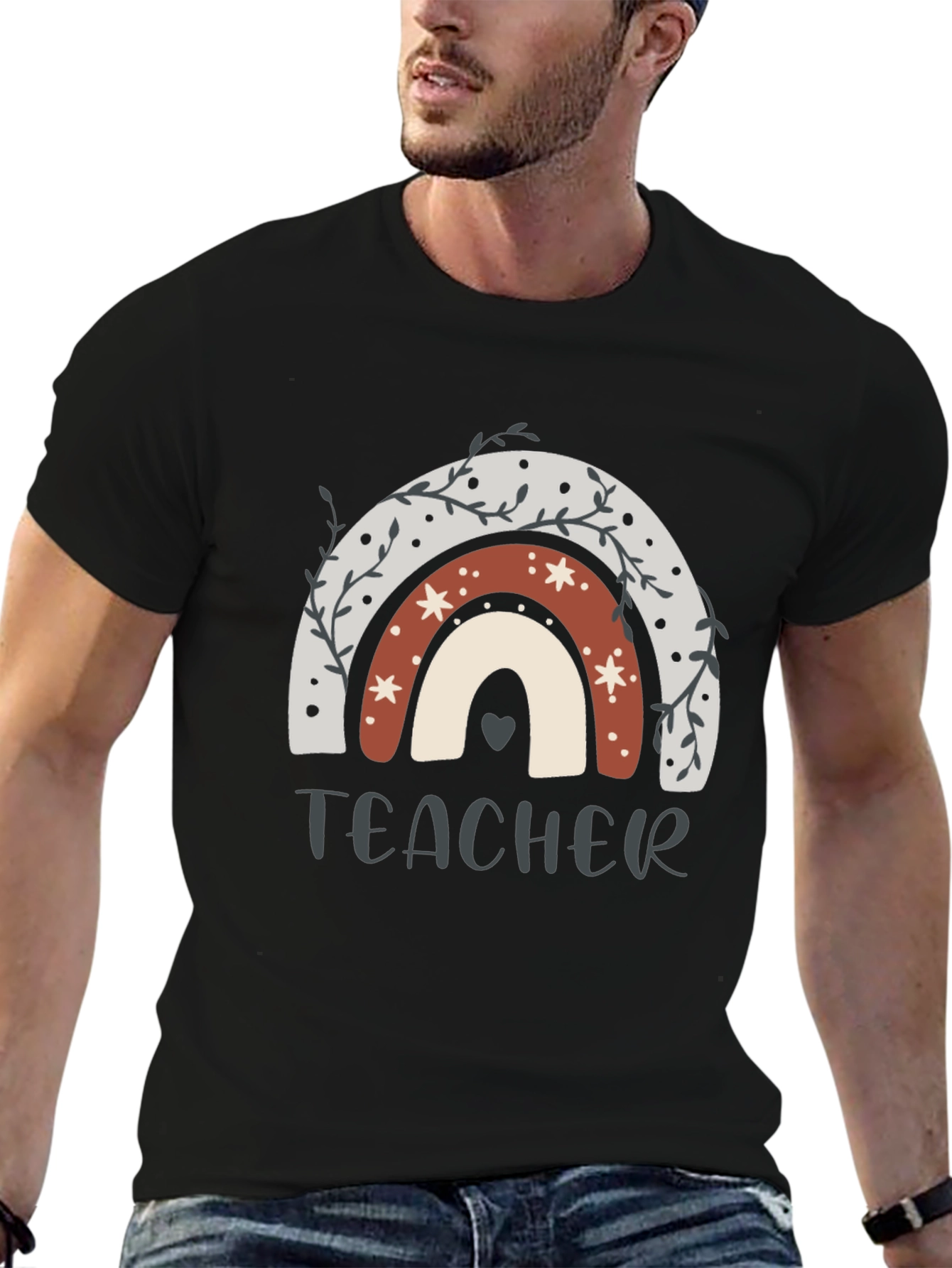 Teacher Rainbow Graphic T-Shirt - Unisex Short Sleeve Tee
