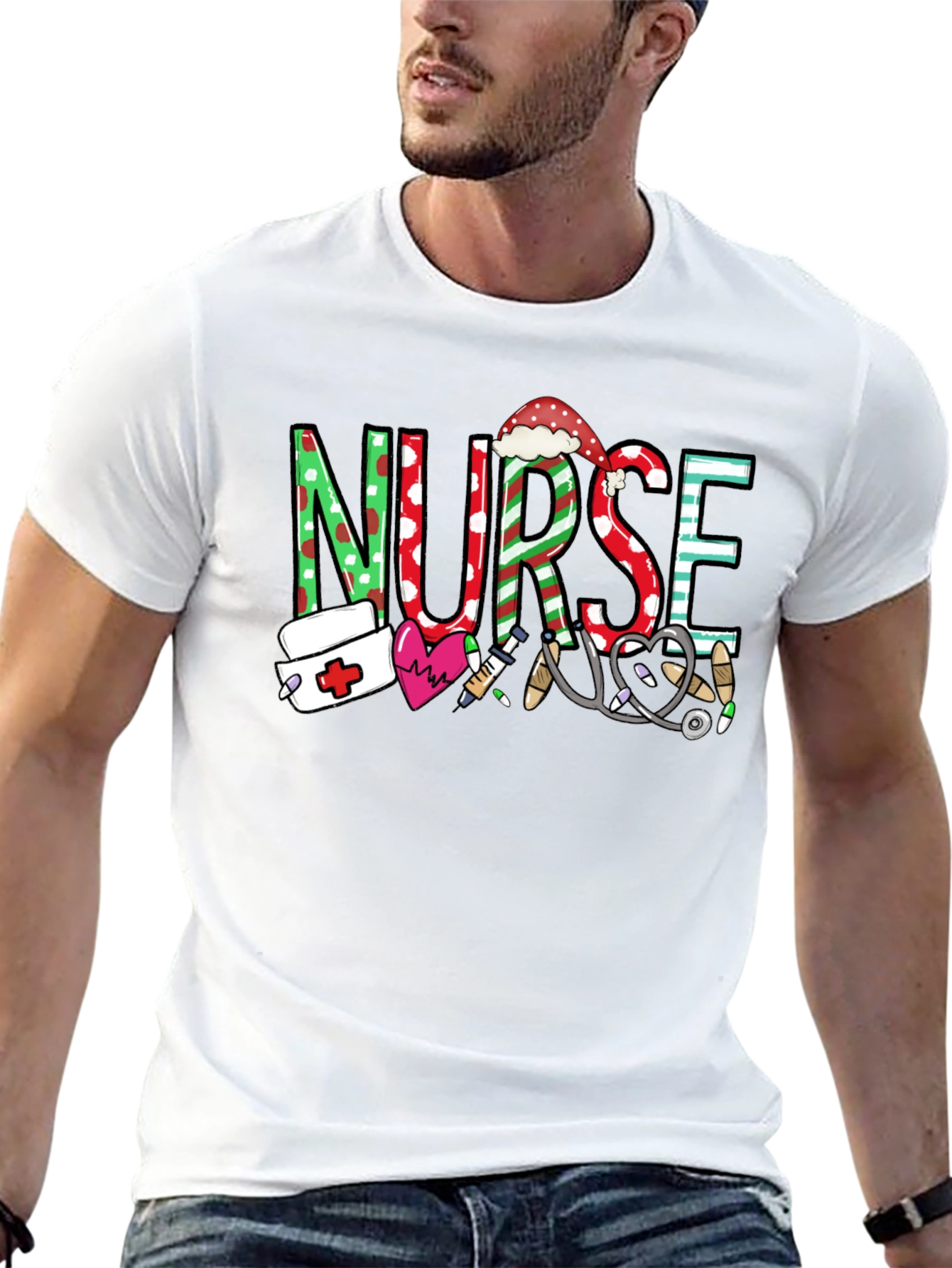 Festive Nurse Graphic T-Shirt