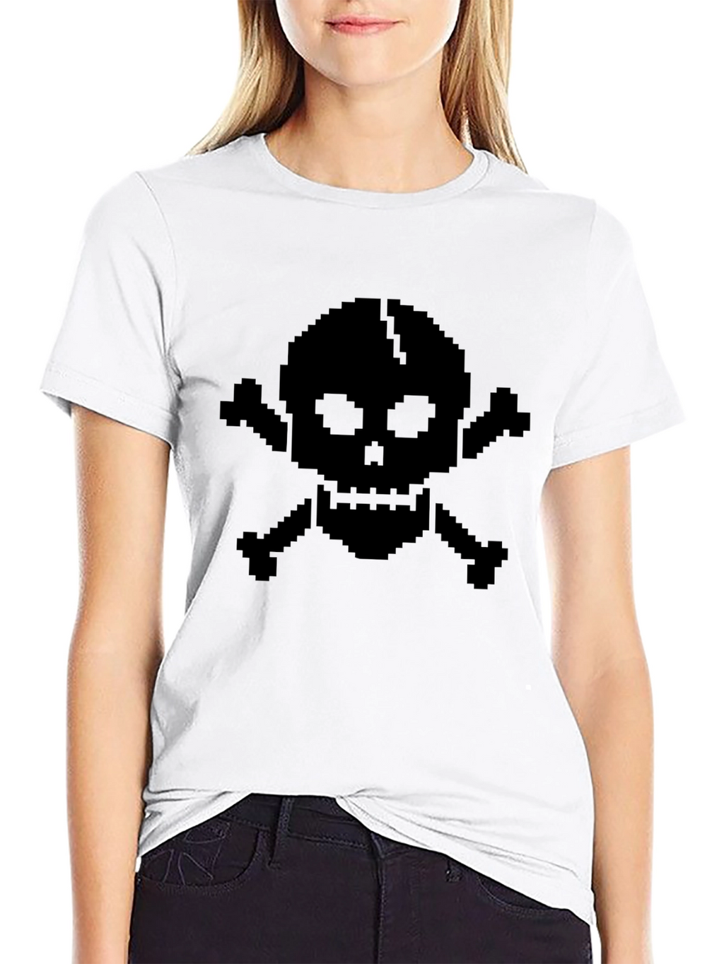 Pixel Skull T-Shirt - Classic Black Tee