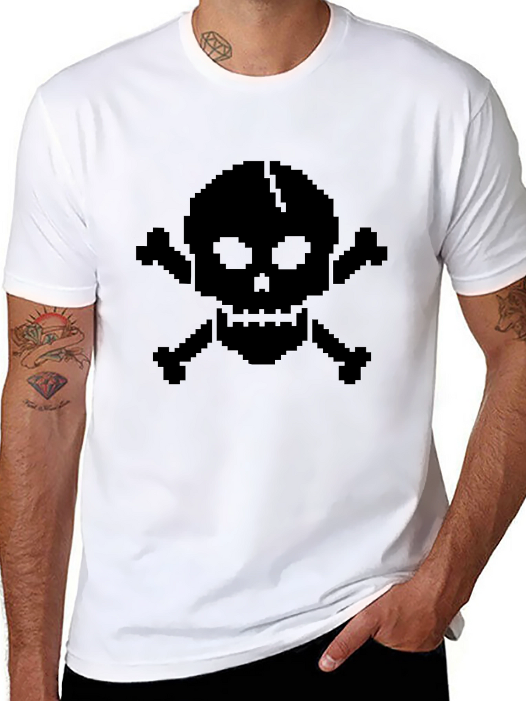 Pixel Skull T-Shirt - Classic Black Tee