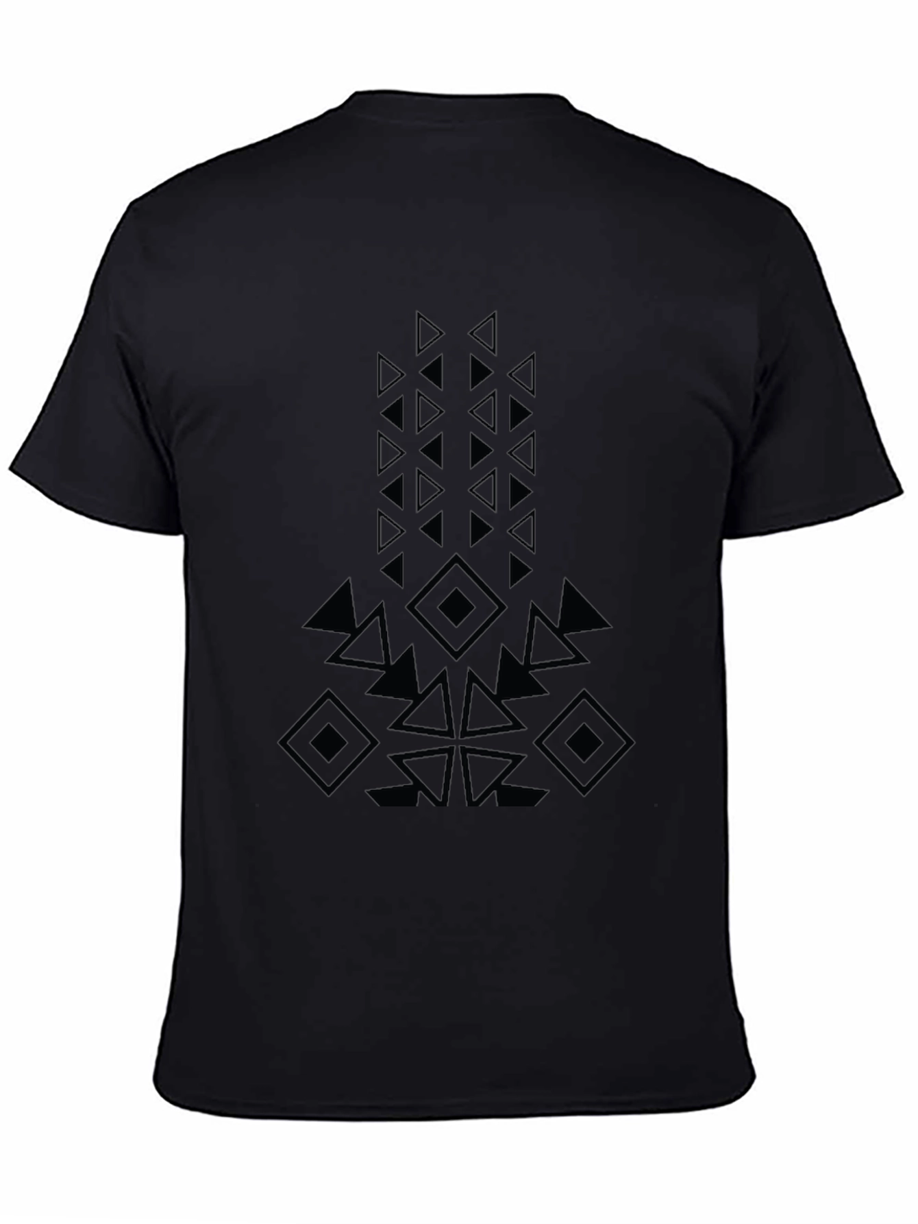 Geometric Design Black T-Shirt - Modern Casual Wear