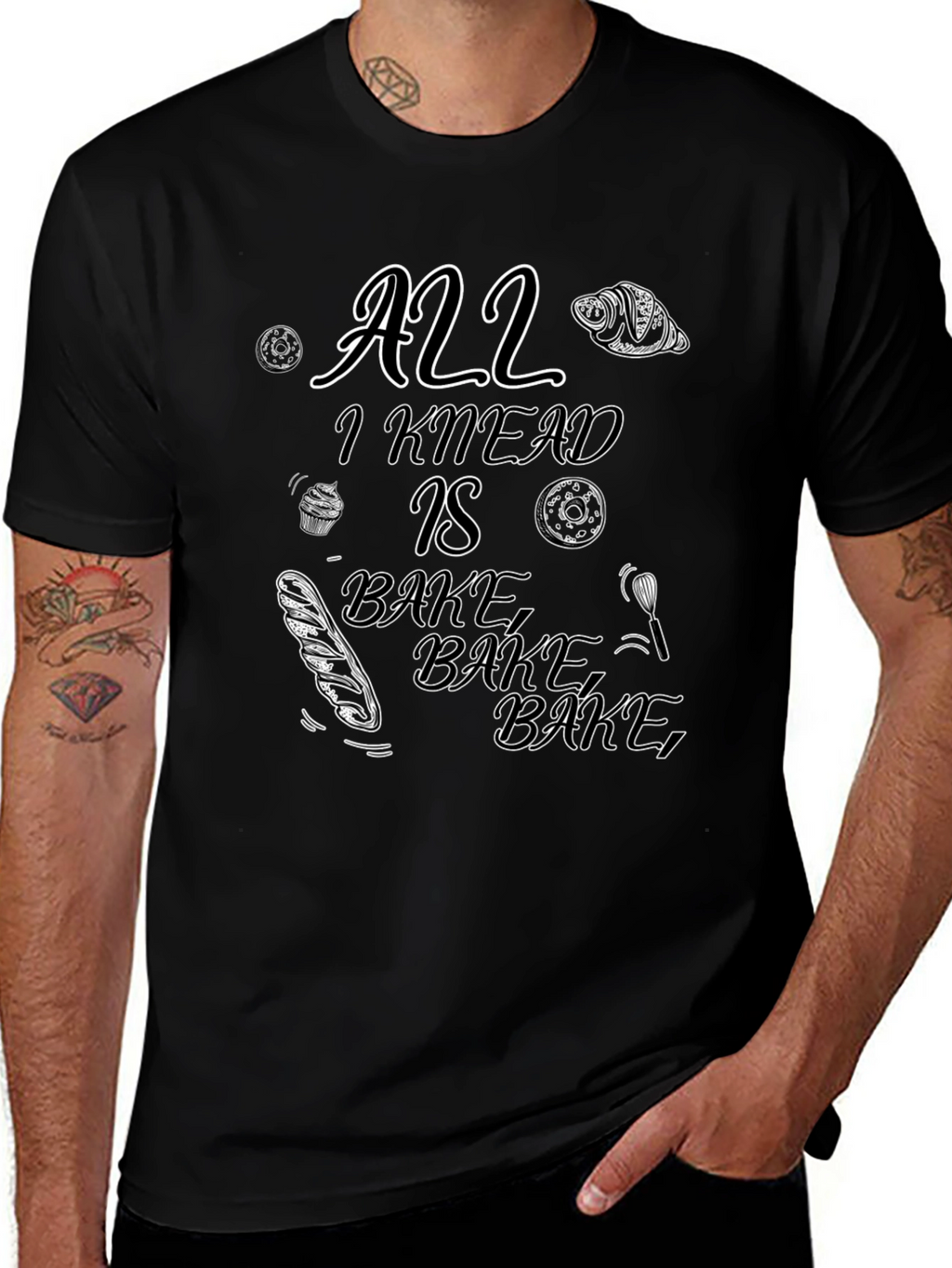 All I Knead Is Bake Black T-Shirt