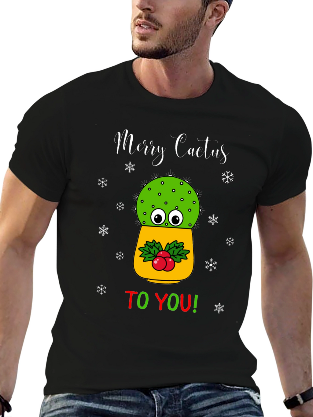 Merry Cactus T-Shirt - Holiday Humor Tee