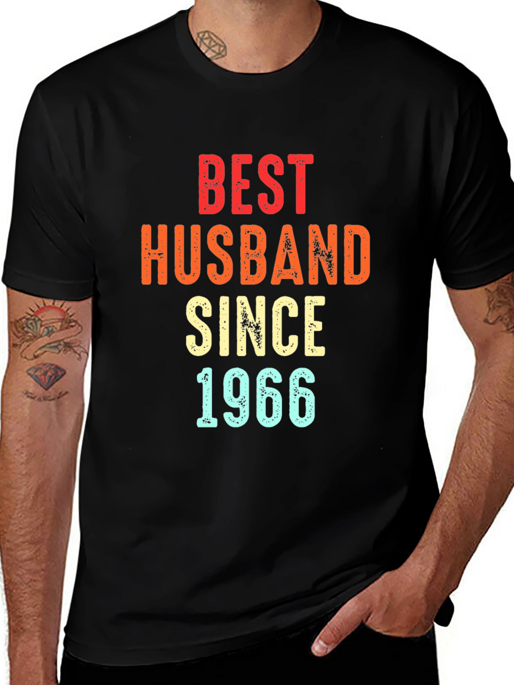 Best Husband Since 1966 T-Shirt - Black Mens