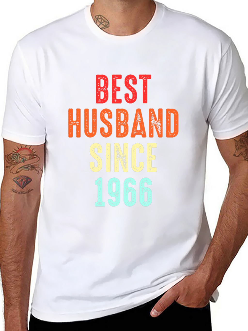 Best Husband Since 1966 T-Shirt - Black Mens