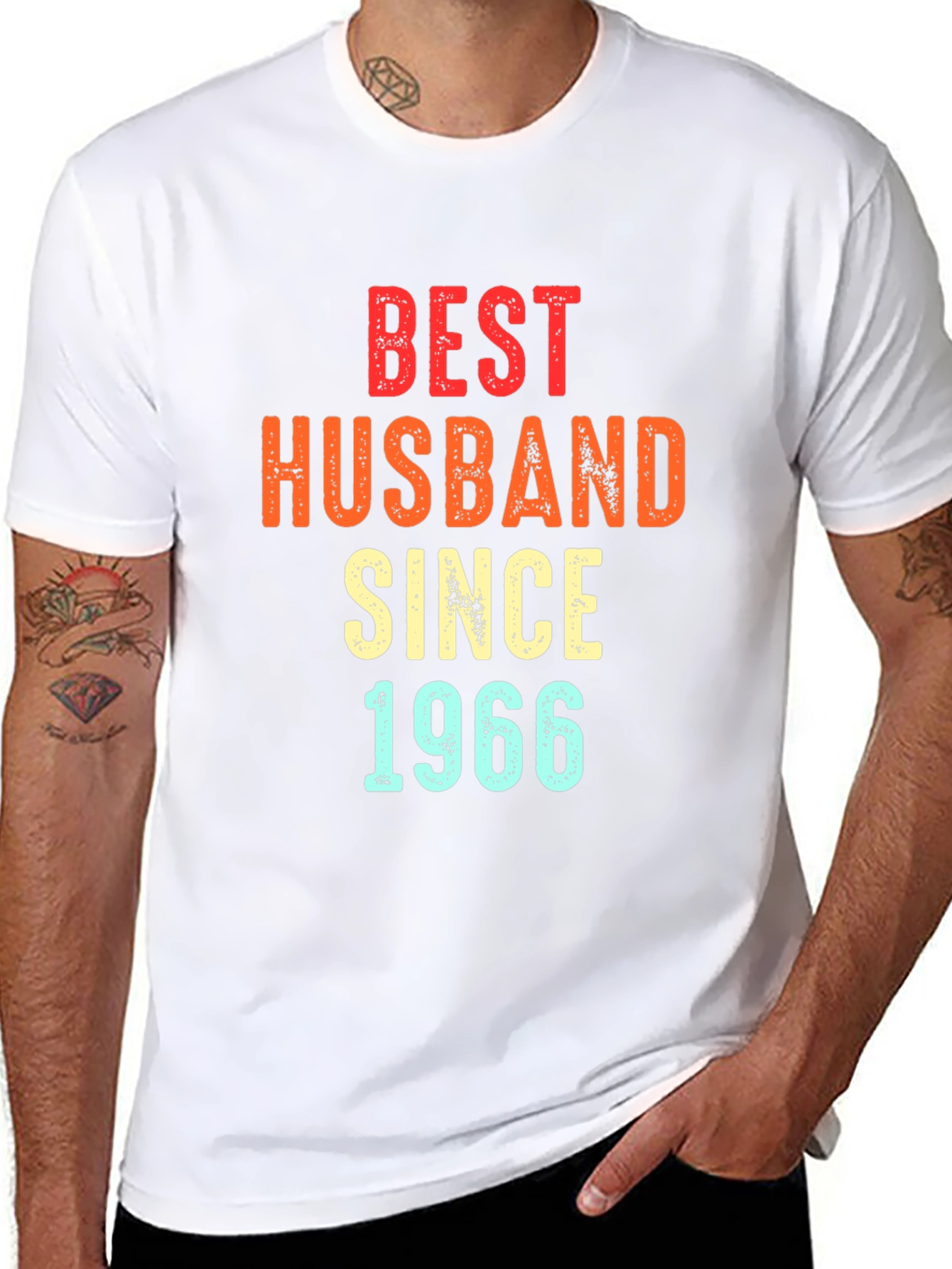 Best Husband Since 1966 T-Shirt - Black Mens