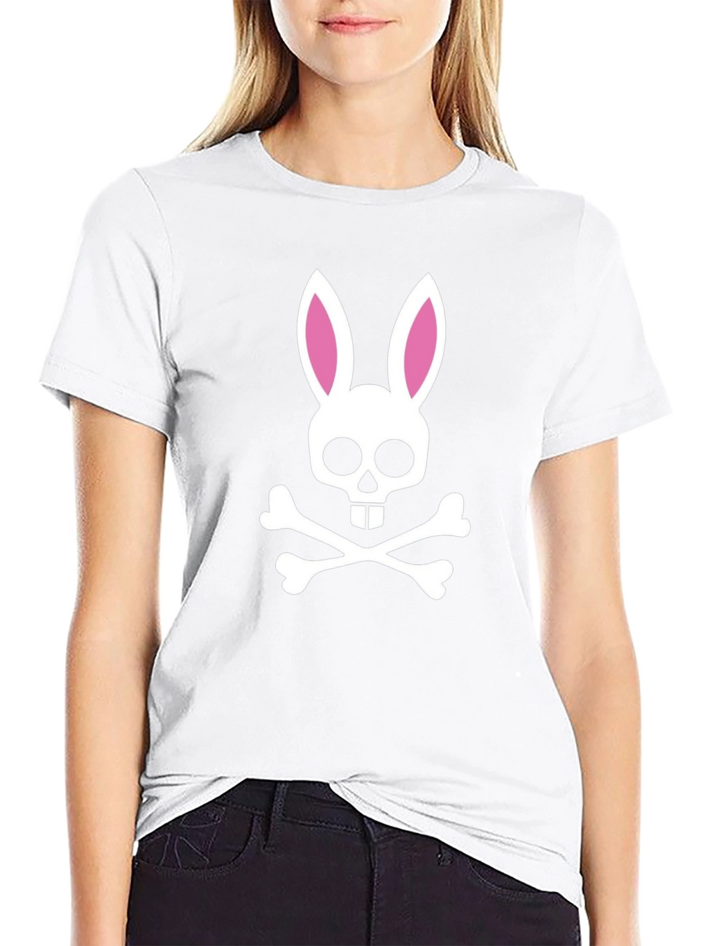 Bunny Skull Graphic T-Shirt - Black