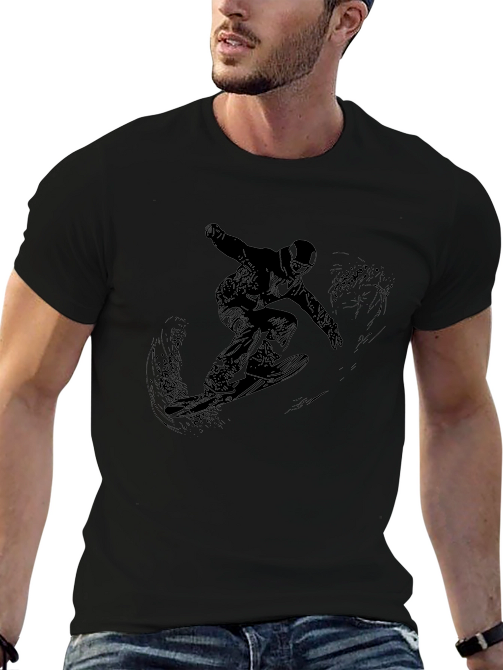 Black Snowboarder Graphic Tee - Mens Style