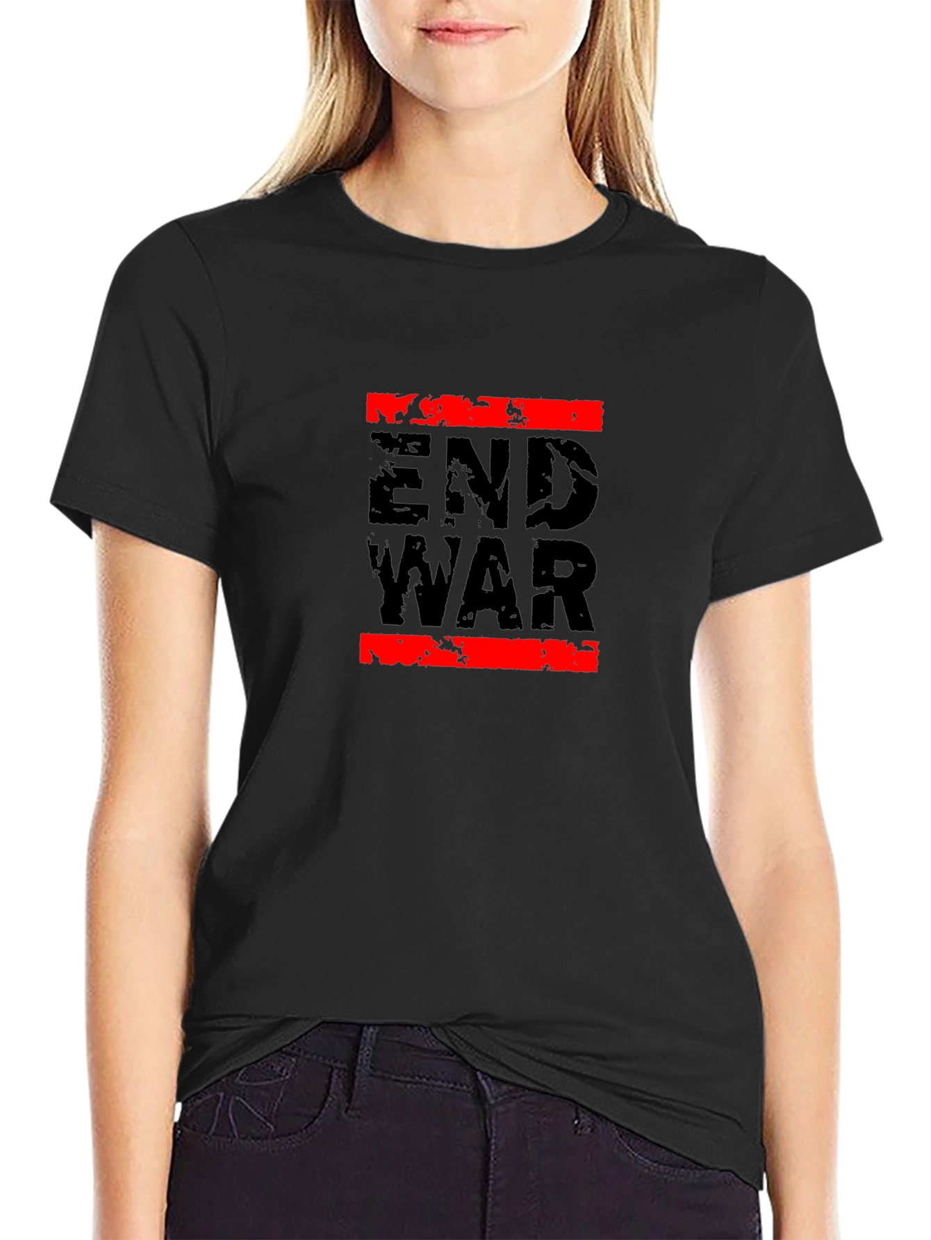 End War Graphic Tee - Black Cotton T-Shirt