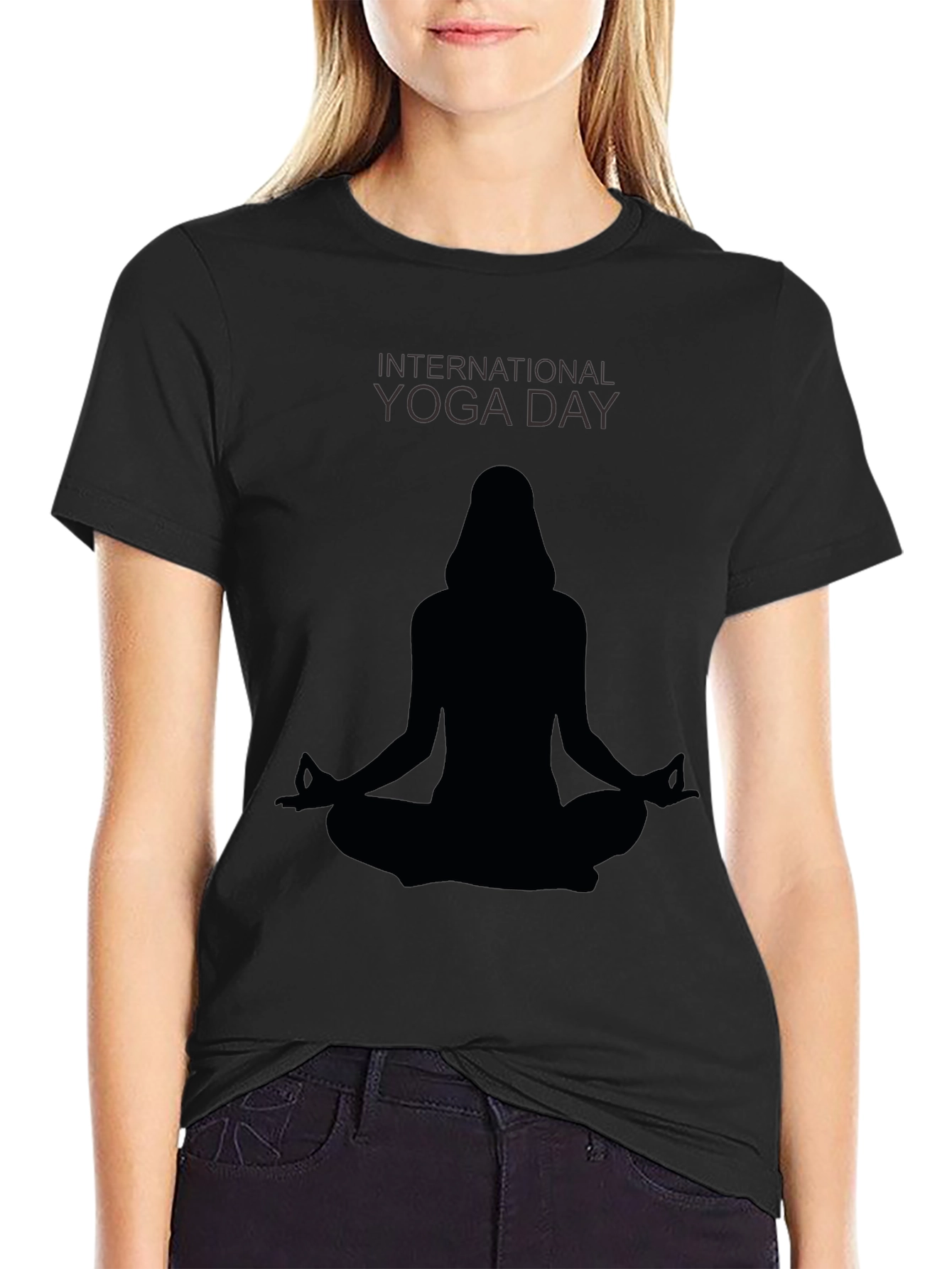 Yoga Day T-Shirt - Relaxed Fit Black Tee