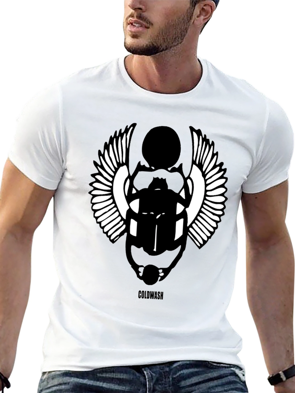 Egyptian Scarab Beetle Graphic Black T-Shirt