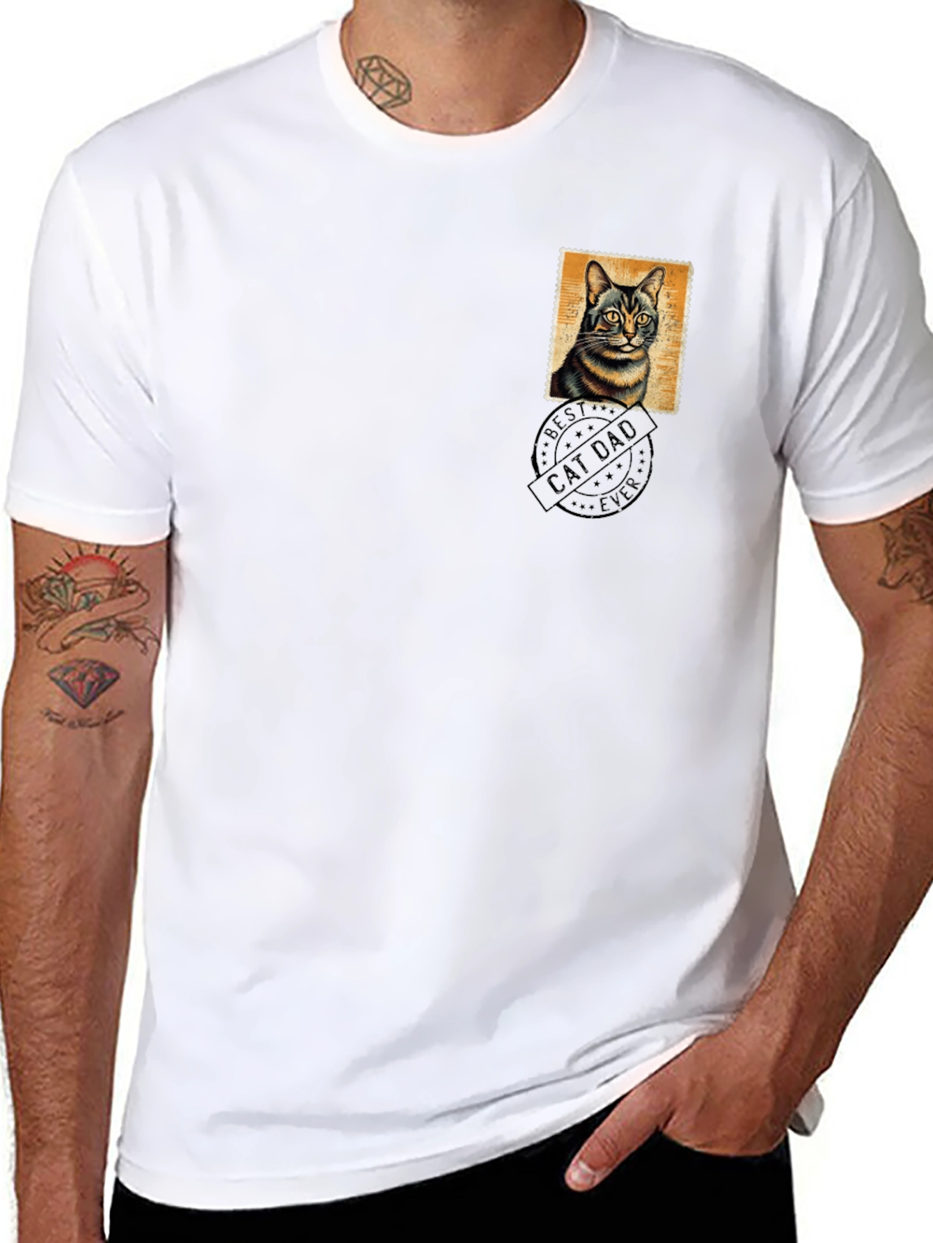 Cat Dad Stamp Graphic T-Shirt