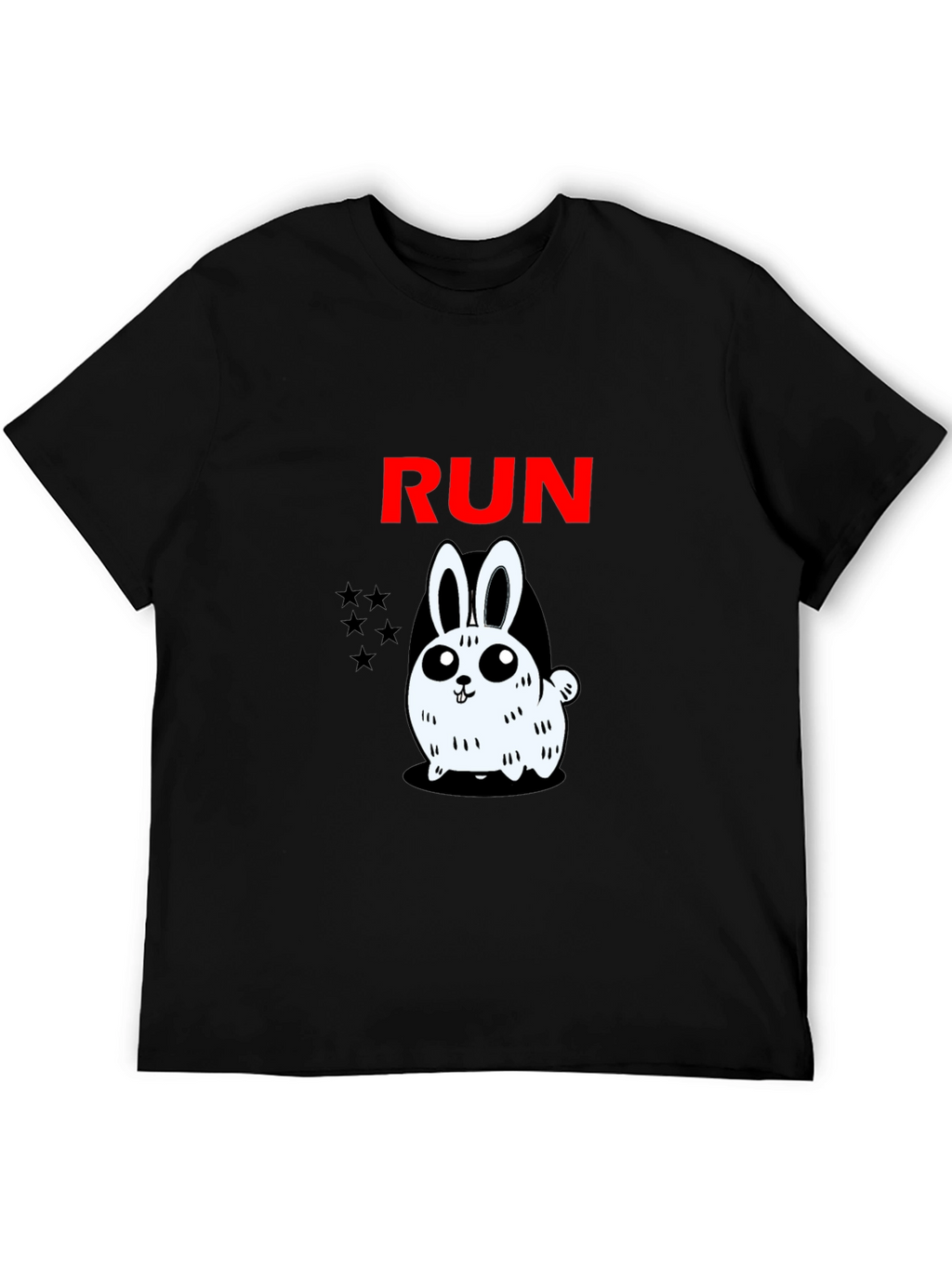Run Bunny Graphic Tee -  Mens Black Cotton T-Shirt