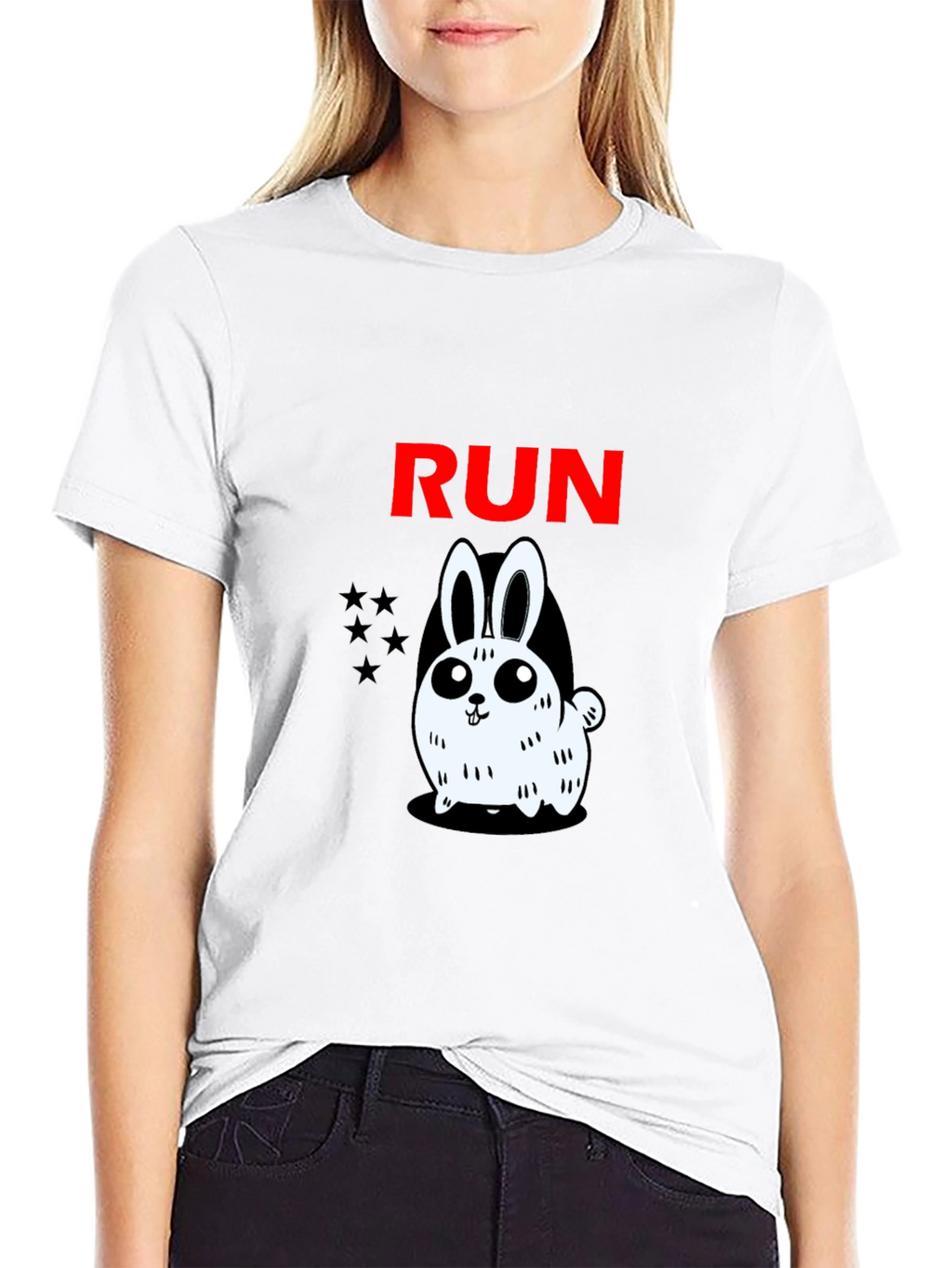 Run Bunny Graphic Tee -  Mens Black Cotton T-Shirt