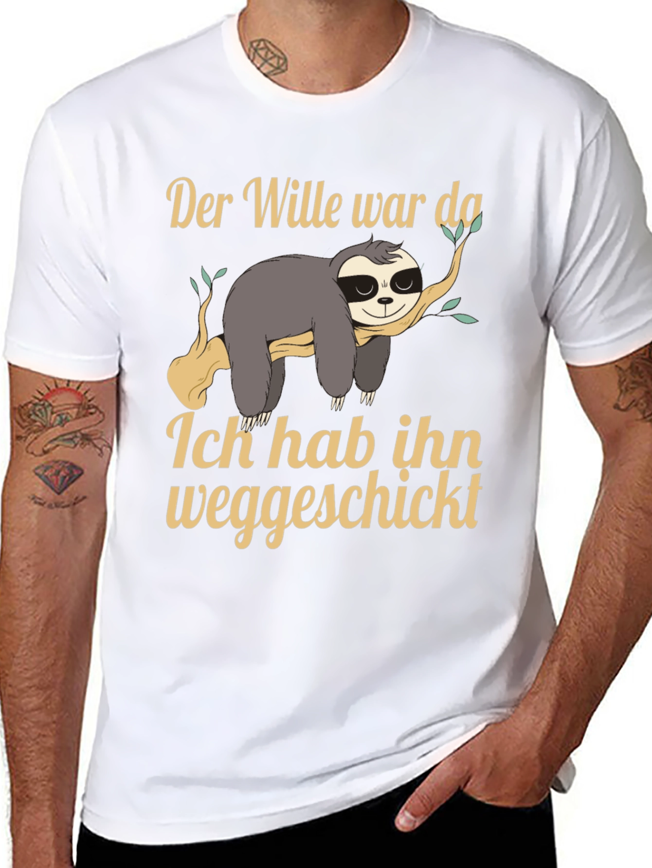 Funny Sloth T-Shirt - Der Wille war da