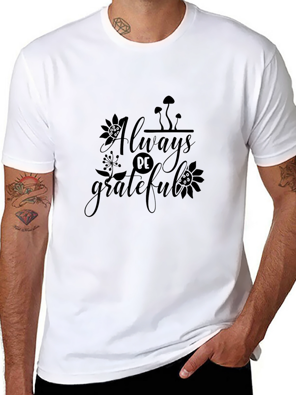 Always Be Grateful Graphic Tee - Black Cotton T-Shirt