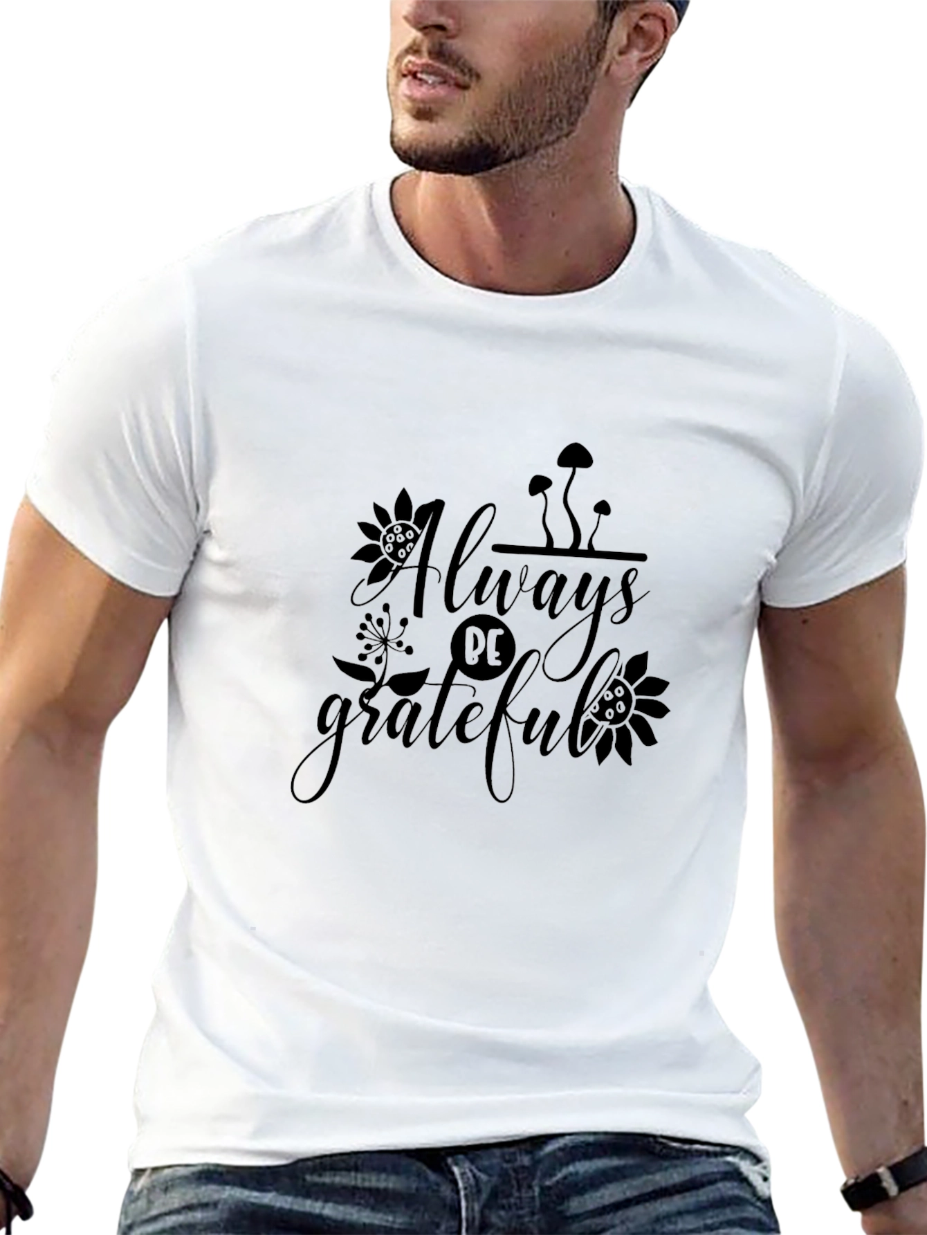 Always Be Grateful Graphic Tee - Black Cotton T-Shirt