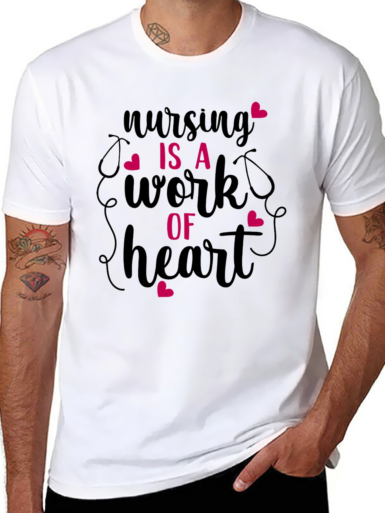 Nursing Is A Work Of Heart Graphic Tee