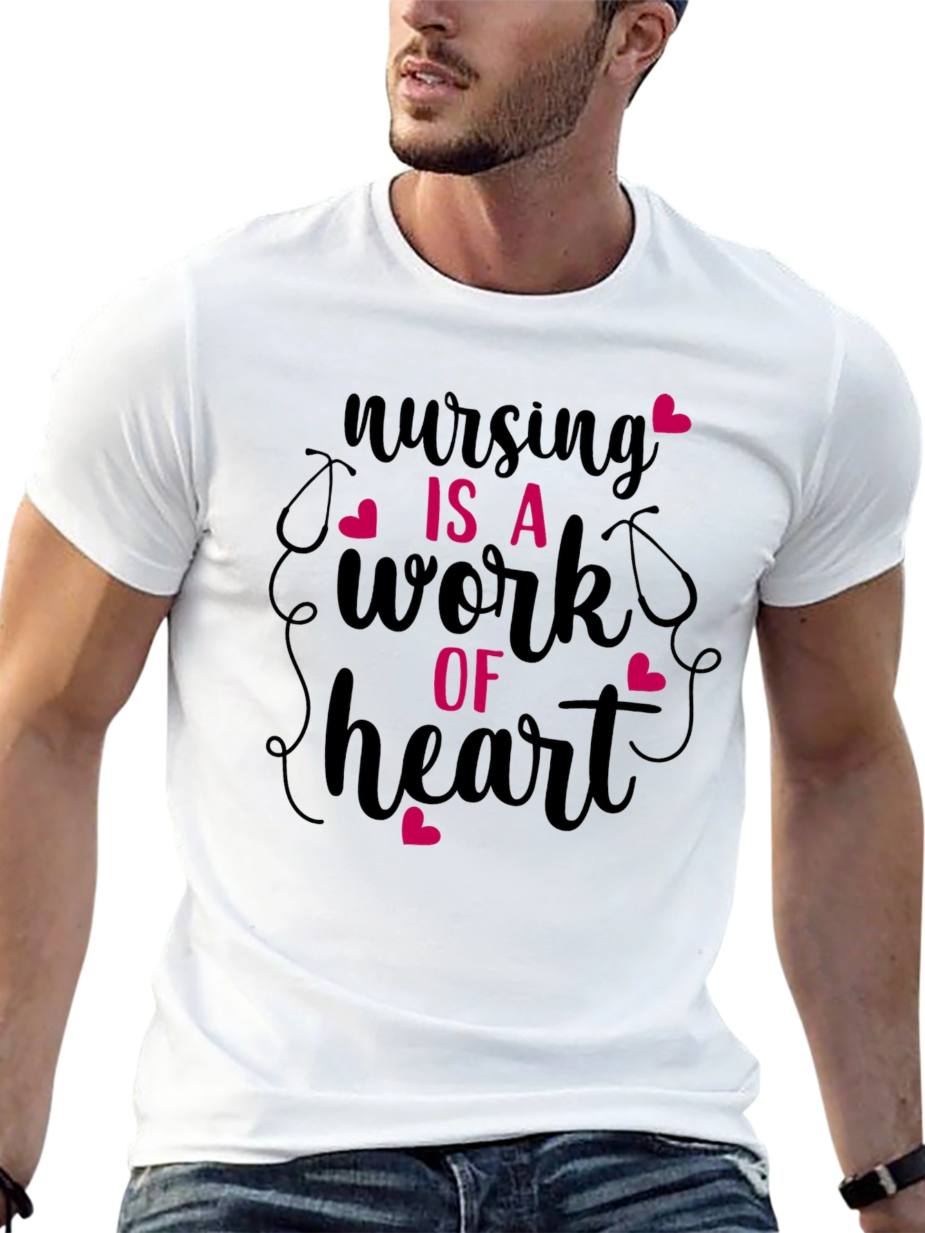 Nursing Is A Work Of Heart Graphic Tee