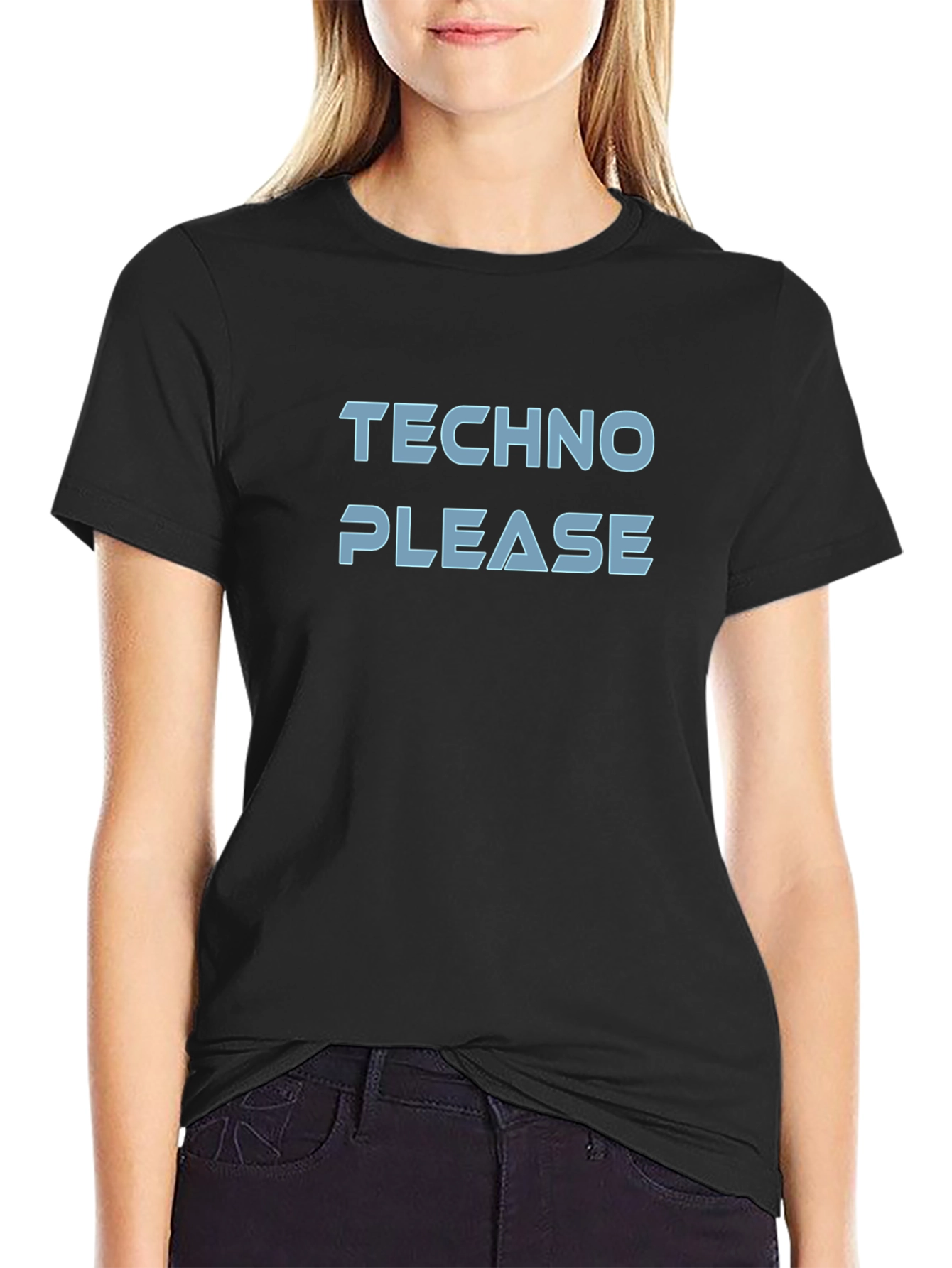 Techno Please Graphic T-Shirt - Black