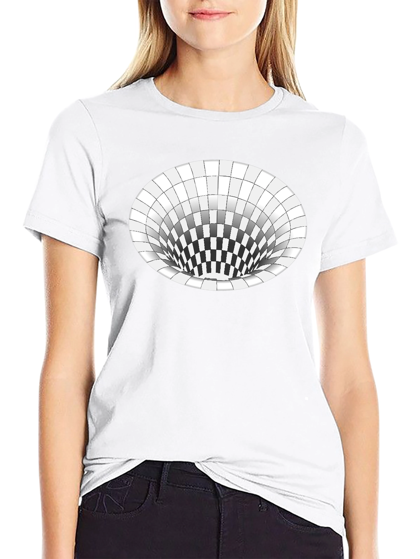 Optical Illusion Hole Tee - Unisex Black T-Shirt