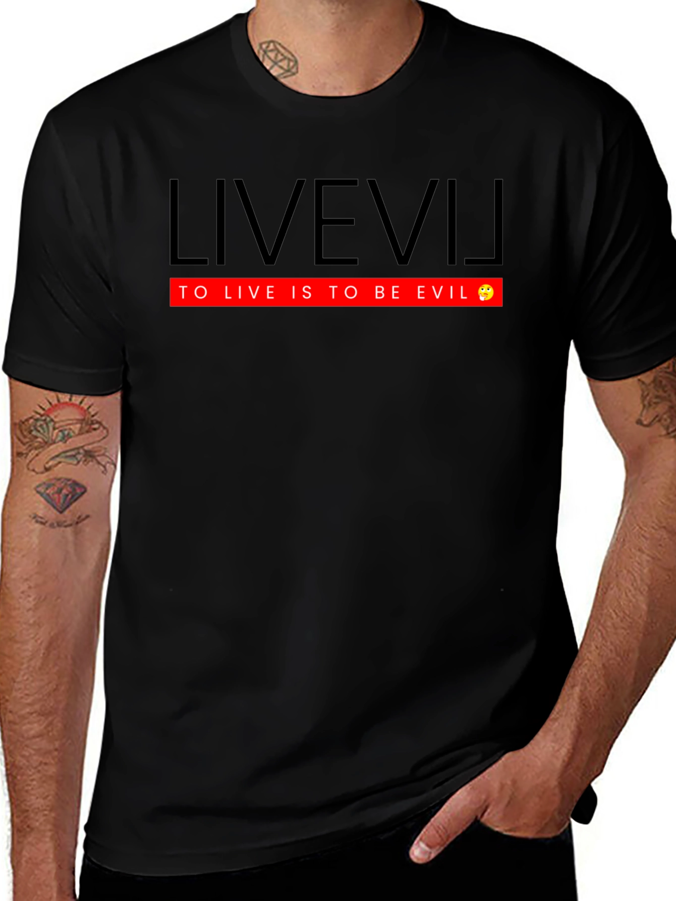 Live VU Evil Graphic Tee - Mens Black Cotton T-Shirt