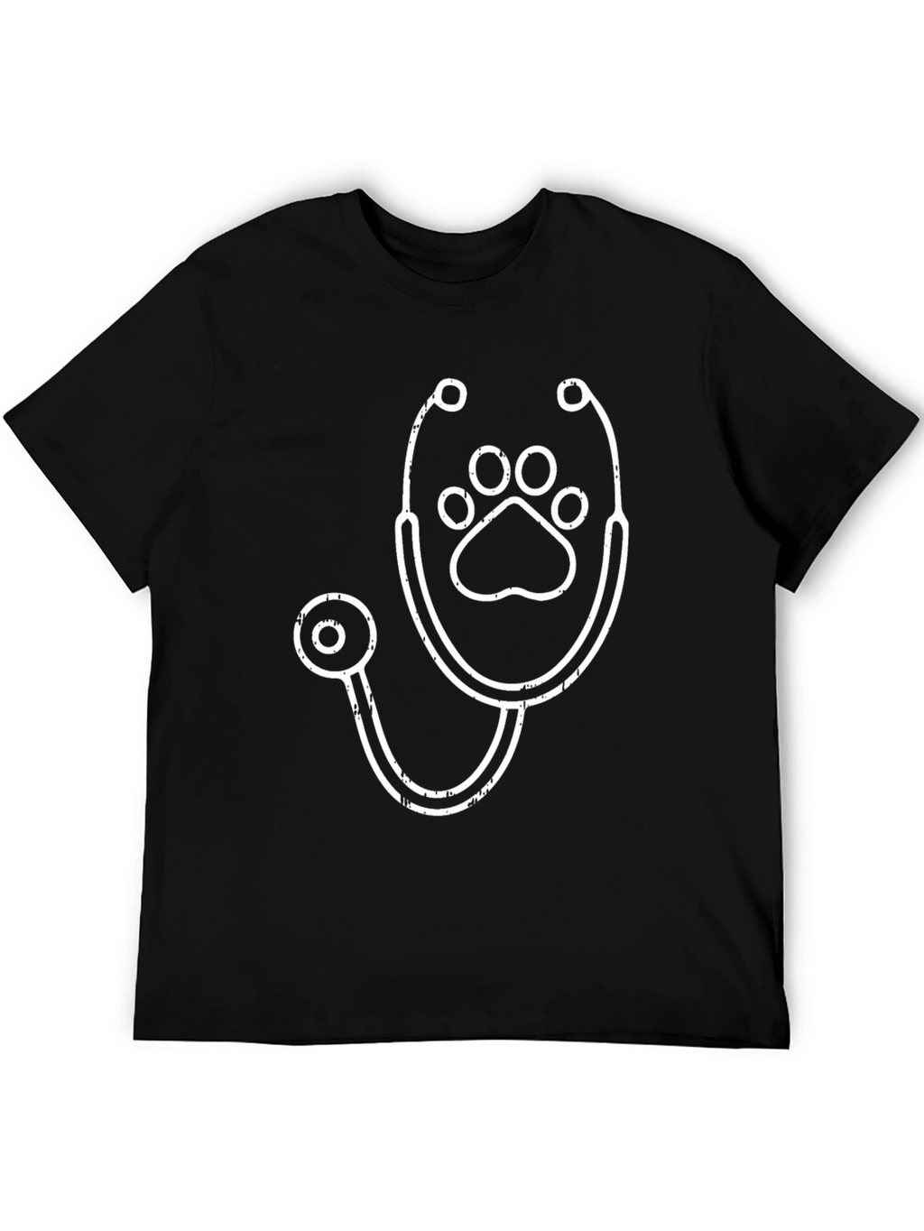 Veterinarian Paw Print Stethoscope T-Shirt - Black