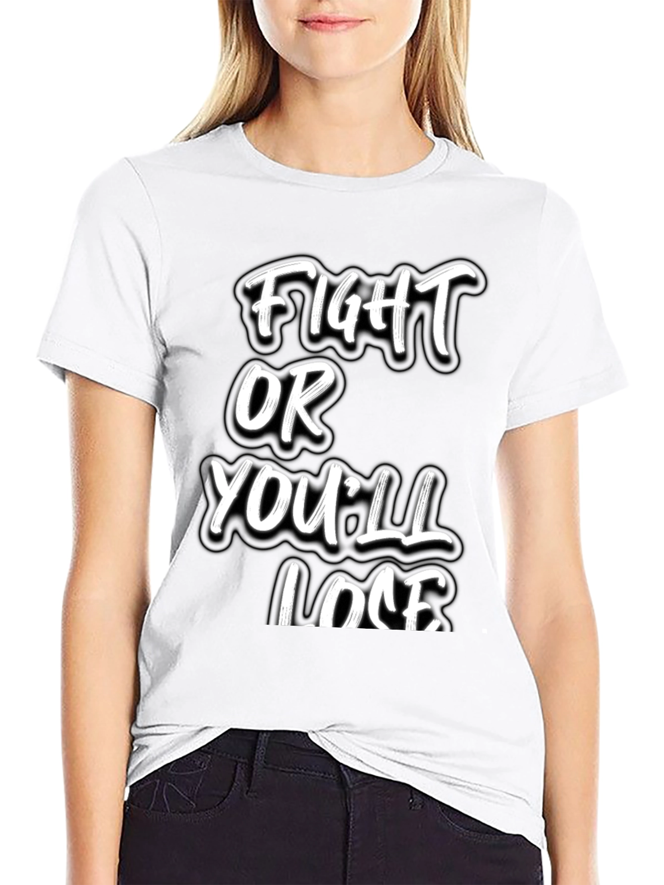 Fight or Youll Lose Black Graphic Tee