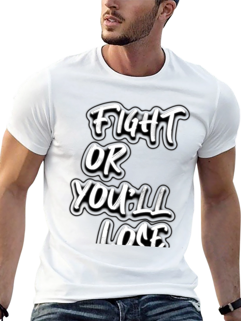 Fight or Youll Lose Black Graphic Tee