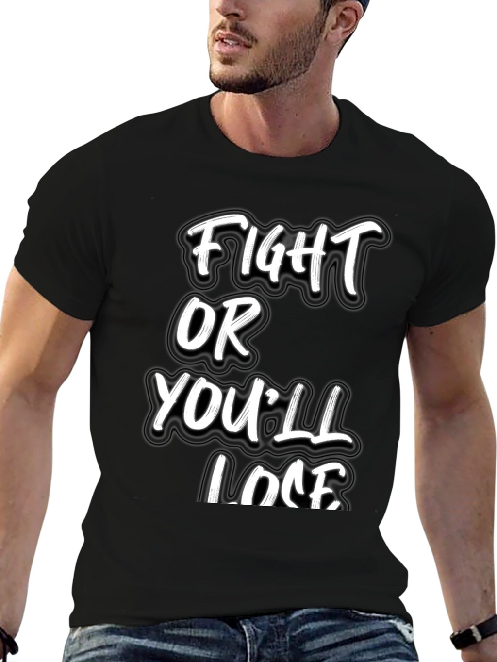 Fight or Youll Lose Black Graphic Tee