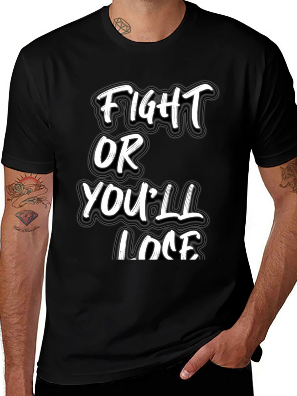 Fight or Youll Lose Black Graphic Tee