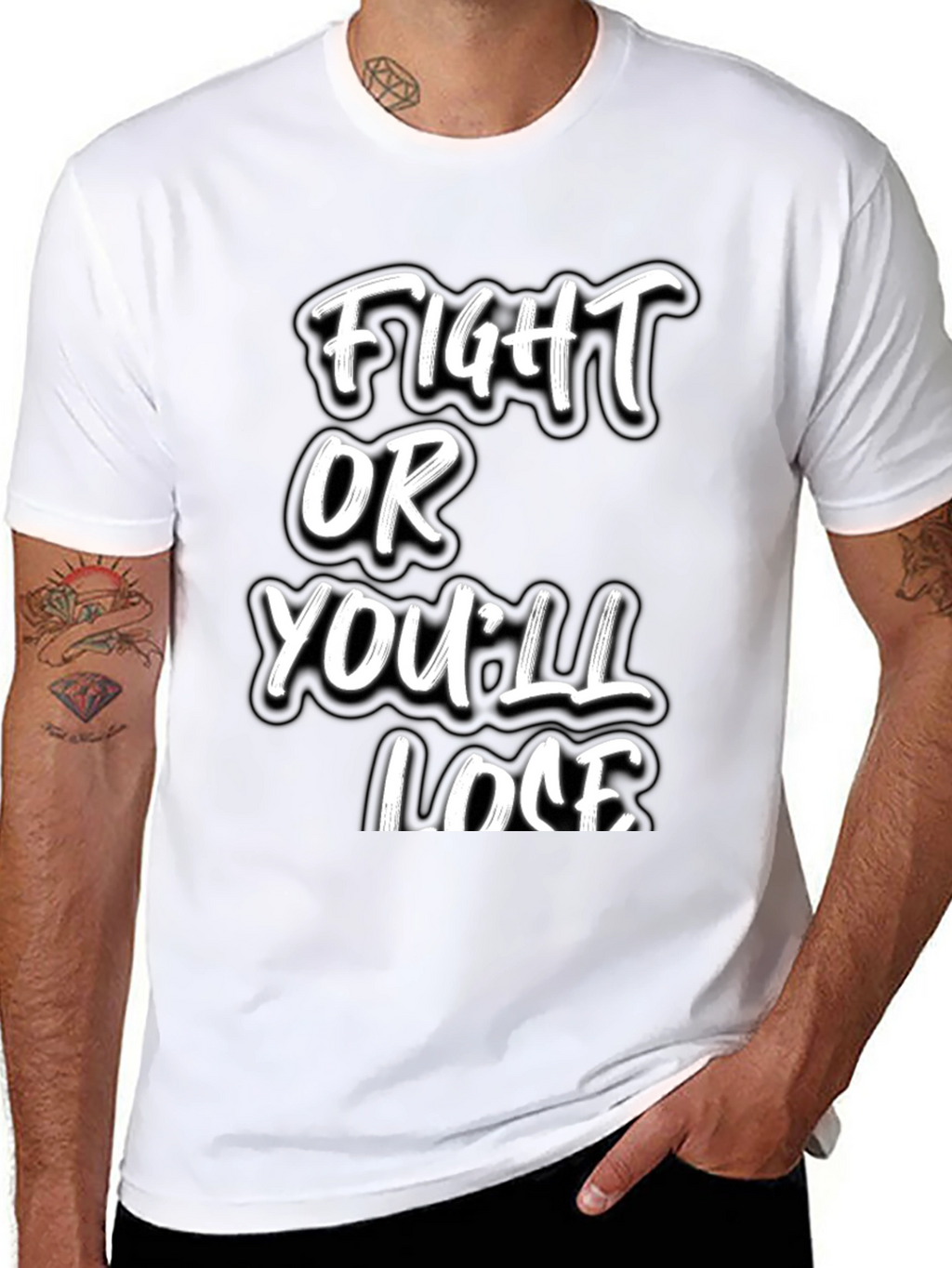 Fight or Youll Lose Black Graphic Tee